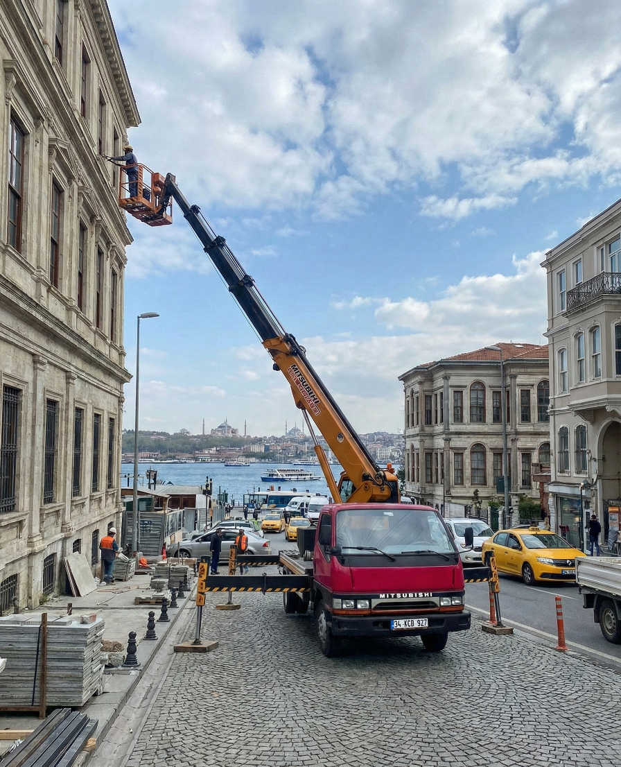 İSTOÇ çevresi sepetli vinç kiralama hizmetleri