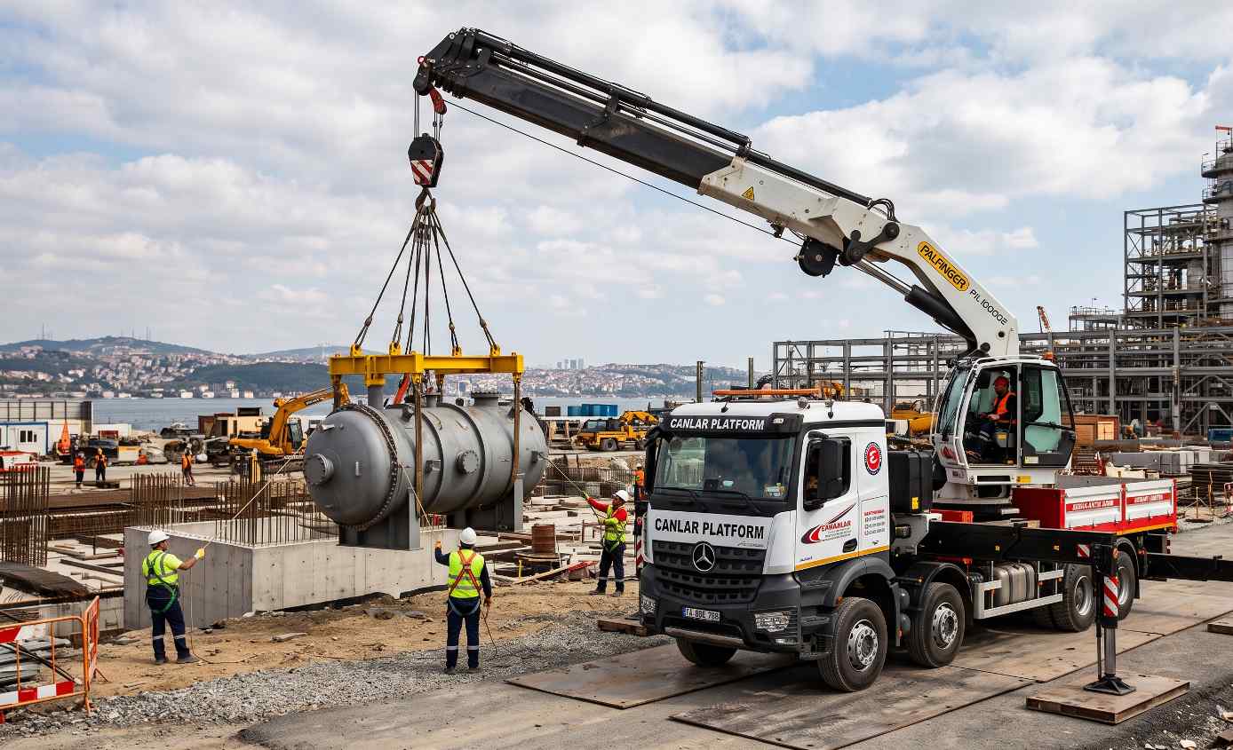 Vinçle ağır yük kaldırma operasyonu