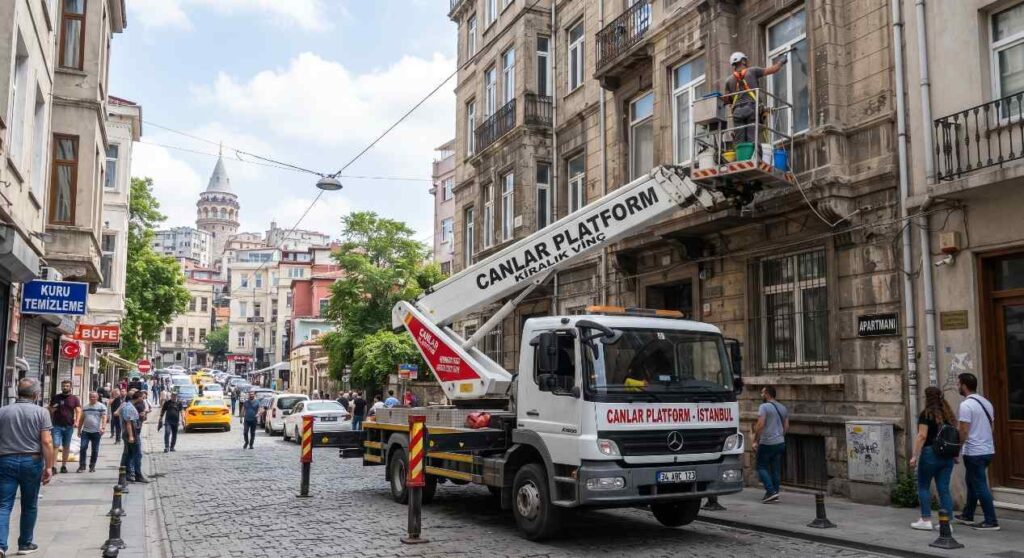 Canlar Platform personel sepeti bina cephesinde, Sepetli Vinçte Çalışma Yüksekliği Nasıl Seçilir?