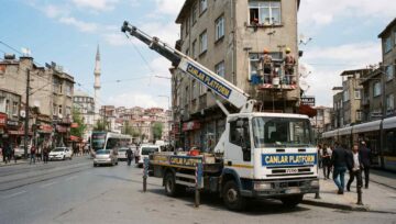 Mimari Aydınlatma Montajında Sepetli Vinç