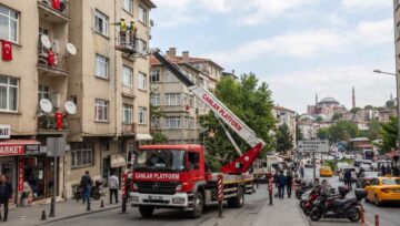 Güvenlik Kamerası Montajında Sepetli Vinç
